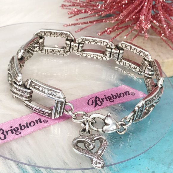 Brighton Open Rectangle Link Silver Heart Bracelet - Picture 2 of 8